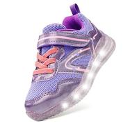 SKYWHEEL Zapatillas de tenis con luces LED intermitentes para niños y niñas, Zapatos iluminados morados para niña pequeña, 11 Little Kid
