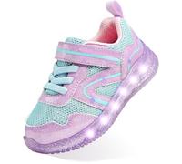 SKYWHEEL Zapatillas de tenis con luces LED intermitentes para niños y niñas, Zapatos morados para niños pequeños, 11 Little Kid