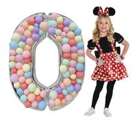 Skywin Marco de globo de número 0 plateado, marco de globo de mosaico de 65 pulgadas (5.42 pies), marco de globo número cero, números de cartón, números de mosaico deslumbrantes para globos, globo de