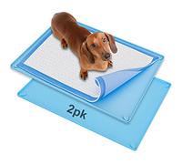 Skywin Soporte para almohadilla de orina - Soporte de silicona para cachorros sin derrames ni fugas, almohadilla segura de 30 x 23 pulgadas (30 x 23 pulgadas, paquete de 2, azul)