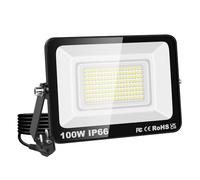 SKYWORLD 100W Foco LED Exterior, 10000LM Luz led Exterior con enchufe, Impermeable Foco Proyector LED, 6000K Blanco Frío Floodlight Iluminación de Seguridad para Jardín, Patio, Terraza, Garaje