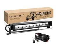 SKYWORLD 12 Pulgadas 30 cm 30W delgado barra de luz led, largo alcance barras luminosas led con 12V kit de cableado para 4x4 ATV UTV SUV Off road Coche Tractor Camión Todoterreno Barco, 6000K Blanco
