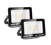 SKYWORLD 2 Pcs 30W Focos Led Exterior, 3000LM Foco Proyector Led IP66 Impermeable 3000K Bianco Neutro Luz de Seguridad Floodlight para Jardín Patio Plaza Garaje Terraza Estadio Obra
