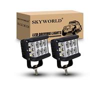 SKYWORLD 2 Pcs Faros trabajo led, 10cm 60W Spot luz estroboscópica led 12V 24V focos led para 4x4 coche off road camión tractor barco emergencia, amarillo blanco lámpara de conducción