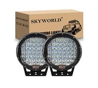 SKYWORLD 2 Pcs Faros Trabajo led Redondo, Negro 9 Pulgadas 23cm 225W Focos Led Tractor 12V, Spot lámpara Trabajo led para Off Road Camión Coche ATV UTE SUV 4x4, Faros antiniebla, 6000K Blanco