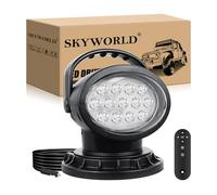 SKYWORLD 20 CM 38W Lámpara trabajo led portatil, 12V 24V Spotlight Foco LED de búsqueda Control Remoto, Rotatorio 360°, Faros de trabajo con imán para off road camión coche SUV 4x4, 6000K Blanco