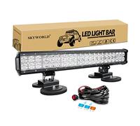 SKYWORLD 20 pulgadas 51cm 126W Barra Led 4x4, 2pcs Iman Soporte con 12V Arnés de Cableado, Impermeable Faros Trabajo Focos LED Barras Luminosas LED para off road camión coche ATV SUV 4x4, 6000K