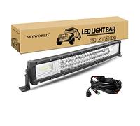 SKYWORLD 22 pulgadas 270W Curvo Barra de luz LED de trabajo triple riga Spot Flood Combo Beam con conector DT Kit de arnés de cableado impermeable para conducir vehículos todo terreno 4x4 Atvs Utvs