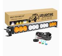 SKYWORLD 22 pulgadas 56 cm 120W Barra de Luz LED y 12V kit de cableado, Blanca Ámbar Faros Led Trabajo Focos Led, Largo alcance barras luminosas led para todoterreno camión coche tractor ATV 4x4