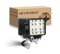 SKYWORLD 2Pcs Faro de trabajo rectangular, 4 Pulgadas 10cm 48W Focos Led 12V Tractor, Blanco y ámbar Spot lámpara trabajo led para Off road Camión Coche SUV ATV 4x4 Furgoneta, faros antiniebla