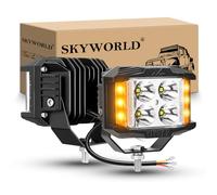 SKYWORLD 2x Estroboscópica Faros Trabajo Led, 4 Pulgadas 35W 3500LM Spot | Amarillo Blanco, 12V 24V Faro Antiniebla, Foco Trasero Led para 4x4 Off road Camión Coche SUV ATV Tractor Todoterreno