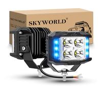 SKYWORLD 2x Estroboscópica Faros Trabajo Led, 4 Pulgadas 35W 3500LM Spot | Azul Blanco, 12V 24V Faro Antiniebla, Foco Trasero Led para 4x4 Off road Camión Coche SUV ATV Tractor Todoterreno
