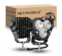 SKYWORLD 2x faro de trabajo, 4 pulgadas 25W 2500lm flood luz conducción | 12V 24V, 6000K blanco, impermeable, faros antiniebla, foco led para coche offroad camión SUV ATV 4x4 tractor moto todoterreno