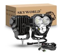SKYWORLD 2x faro de trabajo y 12V DT cableado kit, 4 pulgadas 25W 2500lm | 6000K blanco, impermeable, lámpara de conducción, faros antiniebla, focos led para off road camión coche ATV 4x4 tractor moto