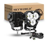 SKYWORLD 2x faro de trabajo y 12V DT cableado kit, 4 pulgadas 25W 2500lm | 6000K blanco, impermeable, spot luz conducción, faros antiniebla, focos led para off road camión coche ATV 4x4 tractor moto