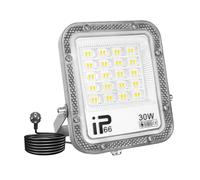 SKYWORLD 30W Focos LED Exterior, 3000lm foco led con enchufe, 6000K Blanco Proyector LED Exterior, IP66 Impermeable Luz de Seguridad, led Floodlight para jardín garaje terraza patio trasero