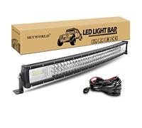 SKYWORLD 32 Pulgadas 405W Barra LED 4x4 Curva Barra de luz de Trabajo Faro Led Focos Led 12V 24V con kit de arnés de cableado para Coche Offroad Tractor SUV ATV UTV Camion Barco Todoterreno