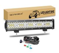 SKYWORLD 38 cm 300W Barra led 4x4, luz de trabajo led barra con 12V arnés de cableado, largo alcance barras luminosas led para off road todoterreno camión coche ATV, lámpara de conducción