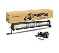 SKYWORLD 38cm 144W Barra LED con 12V kit de cableado, 7D delgado barras luminosas led para off road camión coche ATV SUV 4x4 barco, Lampara foco, Faros trabajo led 6000K Blanco