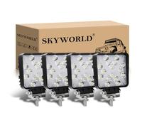 SKYWORLD 4Pcs Faro de trabajo rectangular, 4 Pulgadas 10cm 48W Faros Led Focos de Coche 12V, Blanco y ámbar Spot lámpara trabajo led, Luz de Niebla para Off road Camión Tractor SUV ATV 4x4 Furgoneta