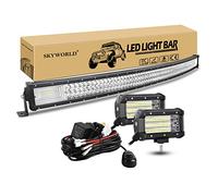SKYWORLD 50 Pulgadas 127 cm 648W Curva barra de luz led y 12V kit de cableado, Barra de luz LED de trabajo, 2x 5 pulgadas 135W Barra Led 4x4 foco proyector led para todoterreno camión coche tractor