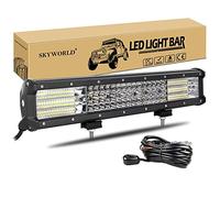 SKYWORLD Barra de coche, 18 pulgadas 45cm 450W barra de luz led y 12V kit de cableado, largo alcance barra luminosas led para 4x4 Off road Camion Tractor ATV UTV SUV Todoterreno Barco