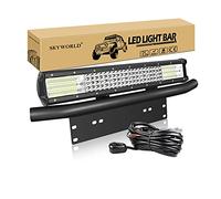 SKYWORLD Barra de luces LED, 20 pulgadas 510W Spot Flood Combo Beam Work Driving Lámpara con placa de matrícula Soporte de montaje Kit de arnés de cableado para camión Offroad Car ATV SUV 4X4