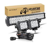 SKYWORLD Barra de luz LED, 20" 126W Led Off Road Light Bar para 4x4 ATV UTV Combo focos Inundación Trabajo Lámpara, 4" 18W Flood Luces de Trabajo con cableado para Coche SUV Off-road Camión Moto