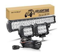 SKYWORLD Barra de luz LED, 20" 126W Led Off Road Light Bar para 4x4 ATV UTV Combo focos Inundación Trabajo Lámpara, 4" 18W Focos LED Tractor con cableado para Coche SUV Off-Road Camión Moto Barco