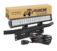 SKYWORLD Barra de luz LED, 20 Pulgadas 50.8 cm 126W Spot Flood Combo Beam Trabajo con lámpara de conducción con Placa de matrícula Negra Juego de arnés de cableado para camión Coche ATV 4X4 Camión
