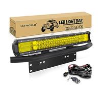 SKYWORLD Barra LED 324W 23 Pulgadas Barras Luce de Trabajo con 12V estroboscópica cableado Kit y Soporte de Montaje de Placa de matrícula para 4x4 Off Road Camión SUV, 3000K Lámpara de Trabajo