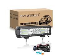 SKYWORLD Barra LED 4x4, 12" 32cm 180W Barra de Luz LED y 12V Kit de cableado, Largo Alcance Faros Focos Barras Luminosas LED para Off Road Camión Coche Tractor SUV ATV UTV Barco, 6000K Blanco