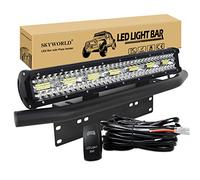 SKYWORLD Barra led 4x4, 20 pulgadas 50.8 cm 420W Barras LED Coche Faro led Focos 12V 24V trabajo con soporte de montaje de placa de matrícula, Rocker arnés de cableado Kit para Coche ATV SUV Camión
