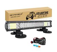 SKYWORLD Barra Led 4x4 20 pulgadas 51cm 288W con 12V Arnés de Cableado, 2pcs Iman Soporte para off road camión coche ATV SUV 4x4, Foco inundacion luz faros antiniebla Luminosas, 6000K Blanco