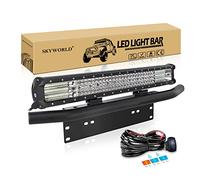 SKYWORLD Barra LED 4x4, 23 pulgadas 570W Barras de luz de Trabajo Lámpara de conducción con soporte de montaje de placa de matrícula negro con 12V Rocker Switch cableado kit