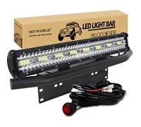 SKYWORLD Barra led 4x4, 23 pulgadas 59 cm 480W Barras LED Coche Faro led Focos 12v 24v trabajo con soporte de montaje de placa de matrícula, Toggle arnés de cableado Kit para Coche 4WD ATV SUV Camión