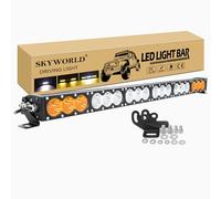 SKYWORLD Barra LED 83 cm 33 Pulgadas 180W Largo Alcance Luz para 4x4 Coche | Blanca Ámbar, IP67 Impermeable, Barras Luminosas para 4x5 Offroad Camion Tractor Quad SUV ATV UTV Todoterreno Barco Vehículos