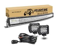 SKYWORLD Barra LED Curva 105 cm 42" 540W y 12V Cableado y Faro de Trabajo