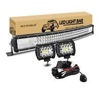 SKYWORLD Curvada Barra de luz led, 32 pulgadas 81cm 405W Barras luminosas Led con 12V kit de cableado, 2 X 60W Faro Trabajo Led 4" Focos LED Tractor 4x4 Auto SUV Offroad Tractor Camión vehículos