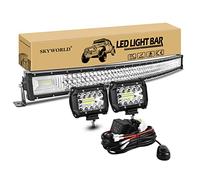 SKYWORLD Curvada Barra de luz led, 42 pulgadas 107cm 540W Barras luminosas Led con 12V kit de cableado, 2 X 60W Faro Trabajo Led 4" Focos LED Tractor 4x4 Auto SUV Offroad Tractor Camión vehículos