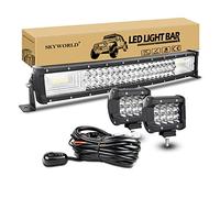 SKYWORLD Curvo Barra LED 22 Pulgadas 270W Barras de Luz de Trabajo triple riga 12V 24V, 2 x 4" 36W Focos LED Tractor faros Trabajo con kit de arnés de cableado Coche camion 4x4 SUV ATV UTV vehículos