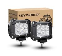 SKYWORLD Faros Trabajo LED, 2pcs Focos de Tractor 12V 4" 18W Inundación Foco de Trabajo LED 1800LM 6000K IP67 Impermeable Off-road Luz antiniebla para Moto ATV UTV SUV Camión Barco