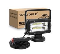 SKYWORLD Faros trabajo led con imán 15cm 72W portatil lámpara trabajo led 12V 24V inundación con soporte de base magnética para off road camión coche todoterreno suv 4x4 vehículos
