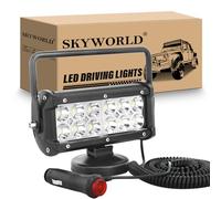 SKYWORLD Faros trabajo led con imán 18cm 36W portatil lámpara trabajo led 12V 24V spot con soporte de base magnética para off road camión coche todoterreno suv 4x4 vehículos
