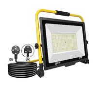 SKYWORLD Foco de Trabajo LED 200W, 20000LM Luz de Trabajo Portátil con Giratorio 360º Soporte plegable, Focos Led Uso en Interiores y Exteriores para Obra Taller Garaje Jardín 6000K Luz Blanca