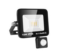 SKYWORLD Focos LED Exterior,10W Foco Proyector LED Floodlight con Sensor de Movimiento 1 pieza,Blanco Cálido Proyector Led Exterior Luz de Seguridad para Jardín Garaje Patio Terraza Hotel Campo