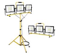 SKYWORLD Focos LED Exterior 3 x 100W con Trípode, 10000LM Portátil Foco de Trabajo Proyector LED Impermeable para garaje campo de deportes obra de construcción, Blanco Frío