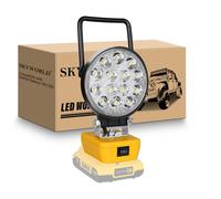 SKYWORLD - Lámpara de trabajo LED inalámbrica para Dewalt (batería 18 V, 42 W, 4200 lm, proyector LED recargable, portátil, faro de trabajo LED, para trabajos, astillero, garaje, camping (sin batería)