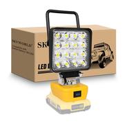 SKYWORLD - Lámpara de trabajo LED inalámbrica para Dewalt (batería 18 V, 48 W, 4800 lm, proyector LED recargable, portátil, faro de trabajo LED, para trabajos, astillero, garaje, camping (sin batería)