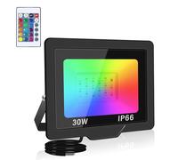 SKYWORLD Reflector LED RGB de 30 W,Reflector LED para exteriores con control remoto IP66 Reflector impermeable,6000 K para fiesta de cumpleaños de Halloween Iluminación en modo estroboscópico 1 pieza